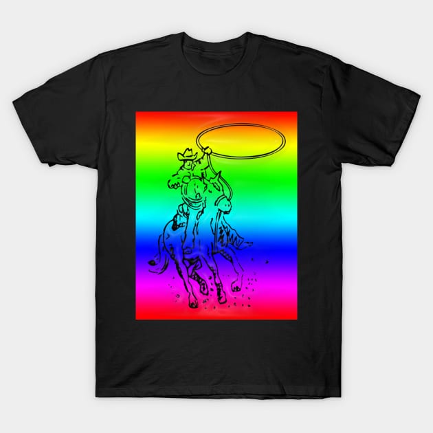 Western Era - Cowboy on Horseback 12 T-Shirt by The Black Panther